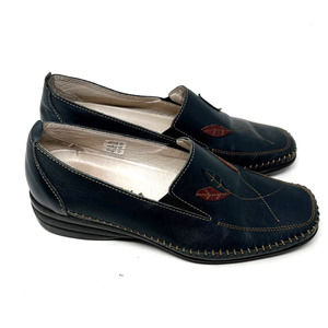 Kiarflex Women's Leaf Print Slip On Leather Shoes Black Size‎ 39 8